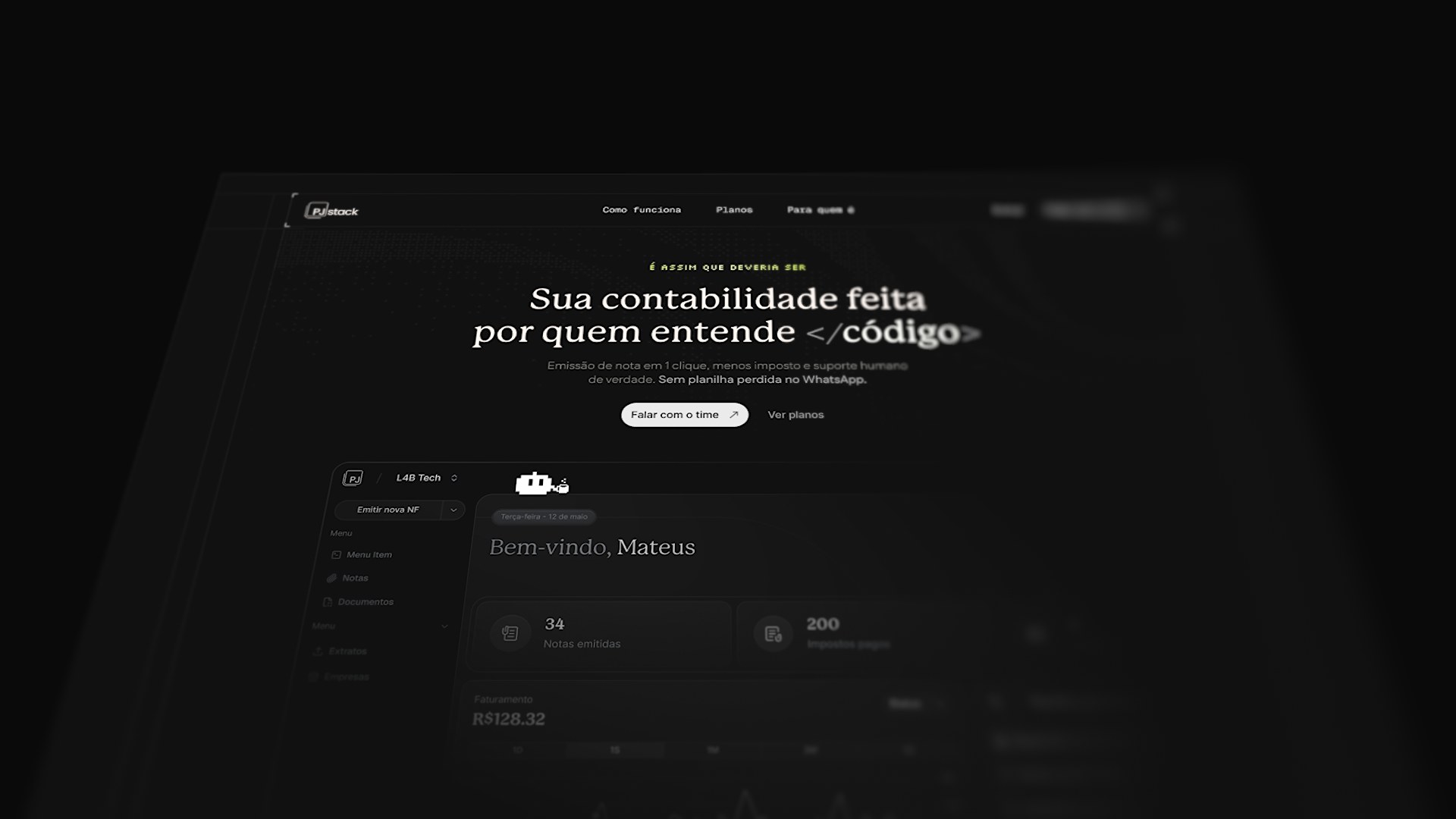 PJ Stack — landing and dashboard